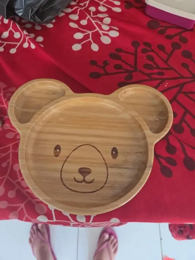 Piring kayu motif bear