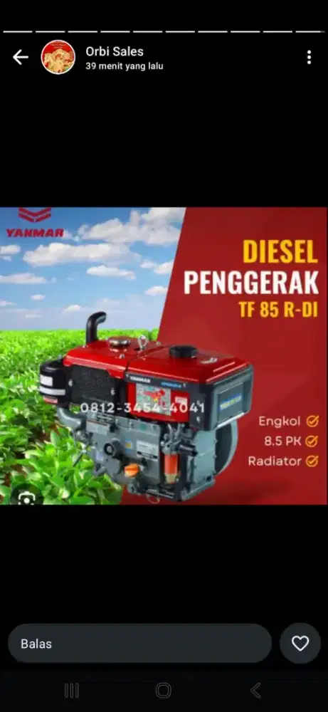 Jual Mesin Diesel penggerak Yanmar TF 85 R-di