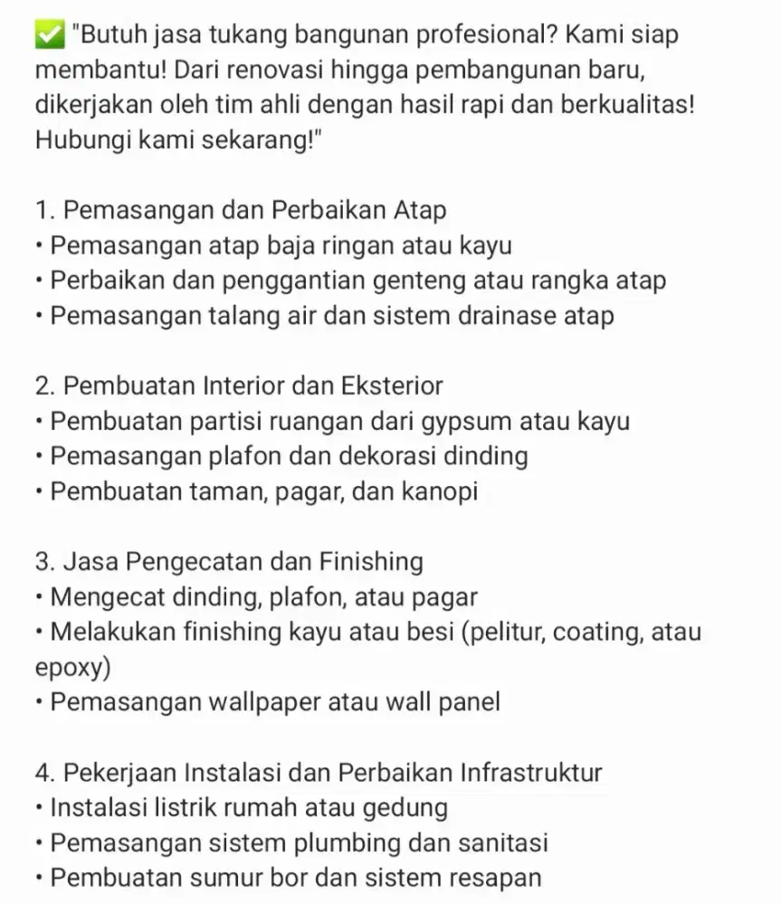 Jasa Tukang Bangunan / Renovasi, Rehab, Bangun Baru, Tenaga Konstruksi