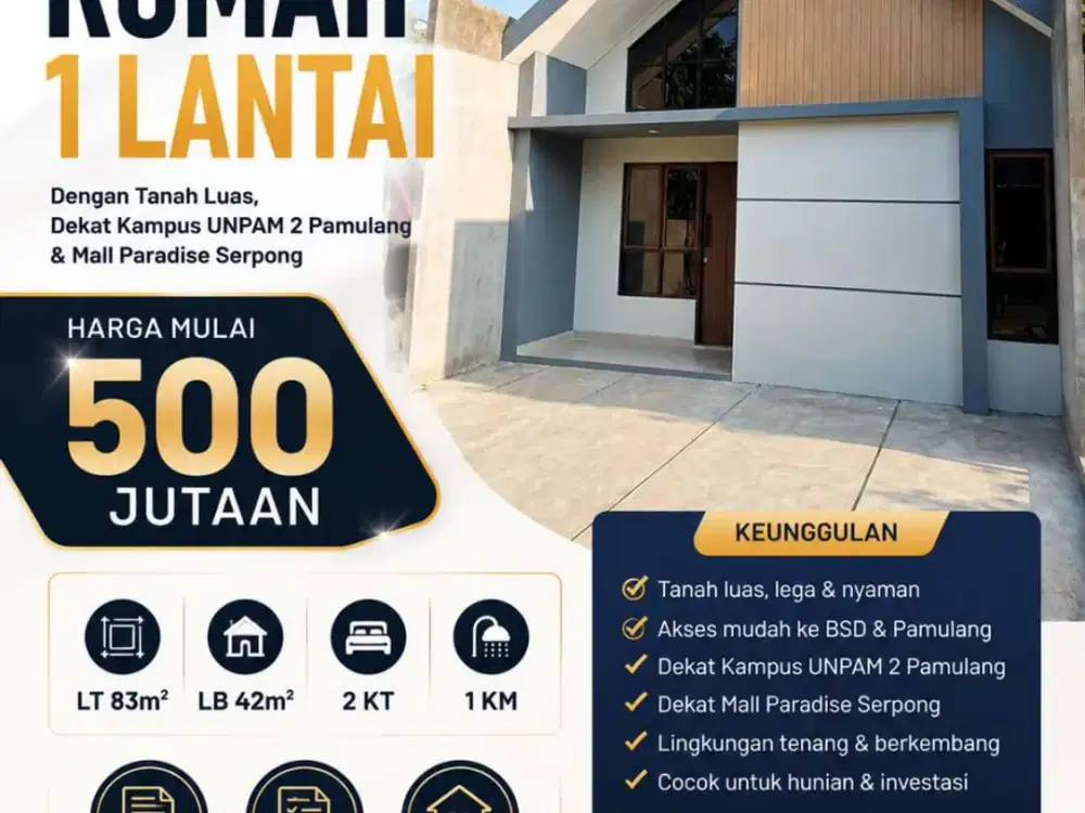 Rumah Baru Dekat BSD 500 Jutaan | SHM | DP 0% | Cicilan 4 Jutaan