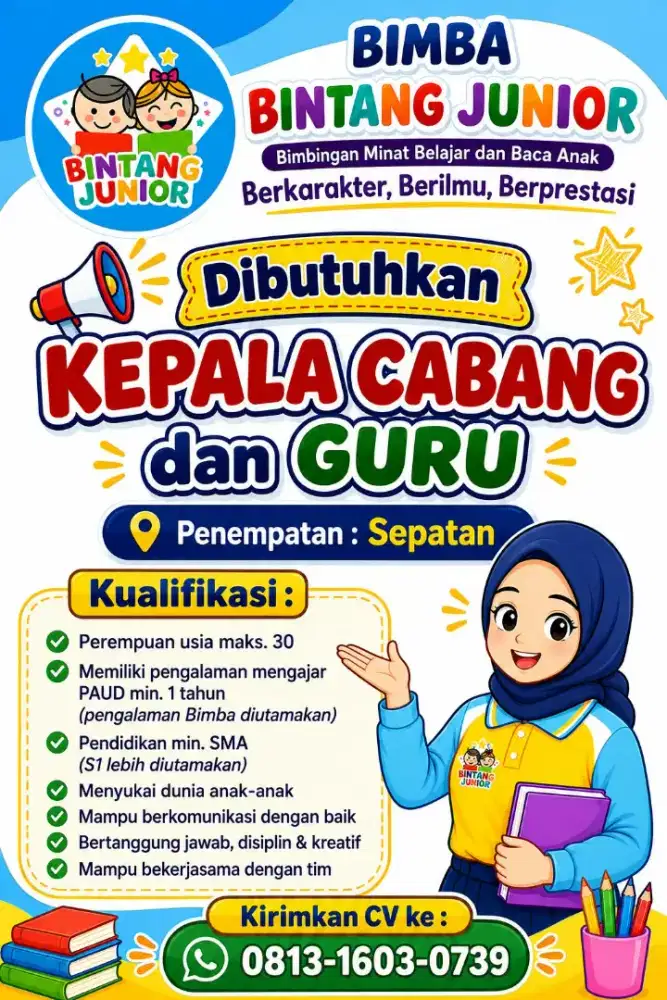 Dibutuhkan guru bimba