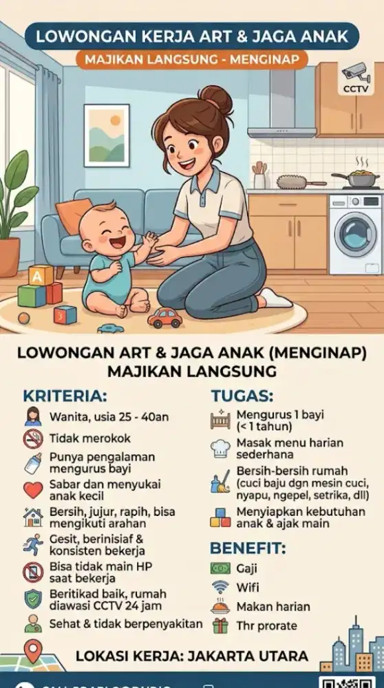 LOWONGAN ART & JAGA ANAK (MENGINAP)