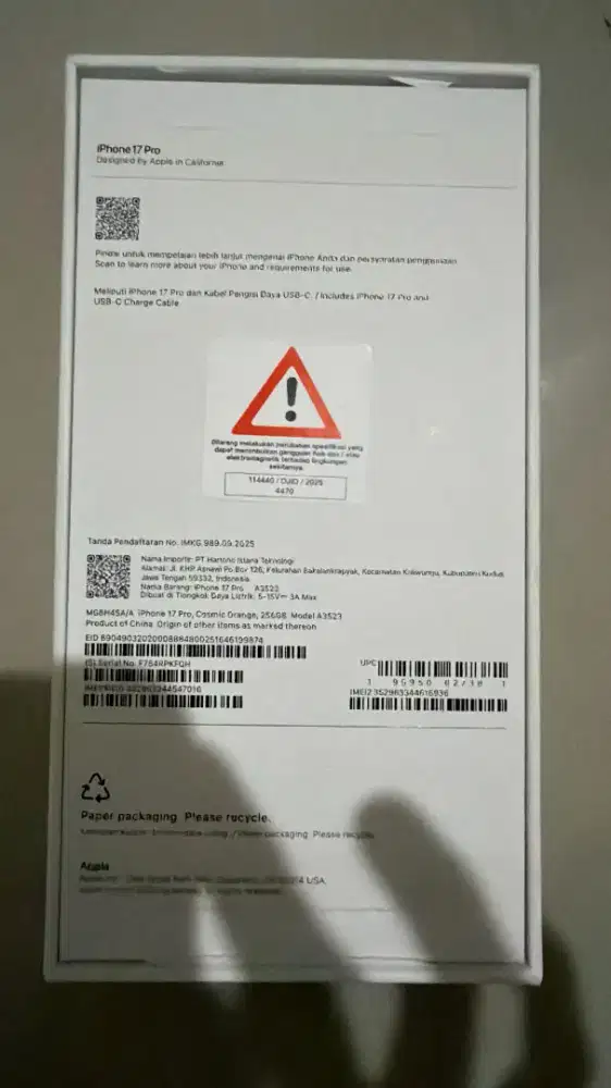 Iphone 17 pro 256 garansi resmi jual cepat