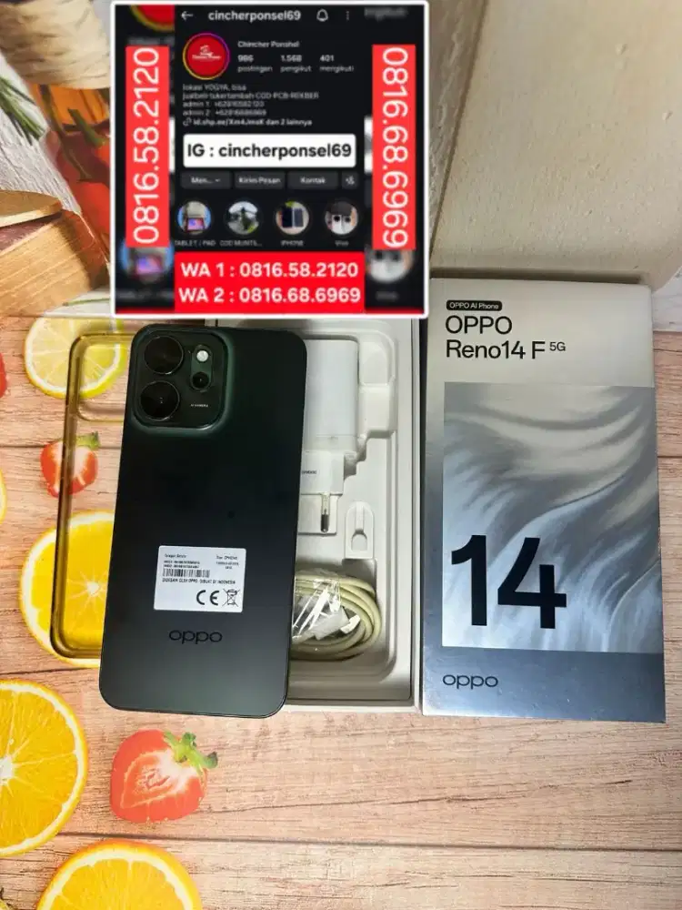 Hp oppo reno 14f 5g 12/256 likenew istimewa grns resmi sampai 11 2026
