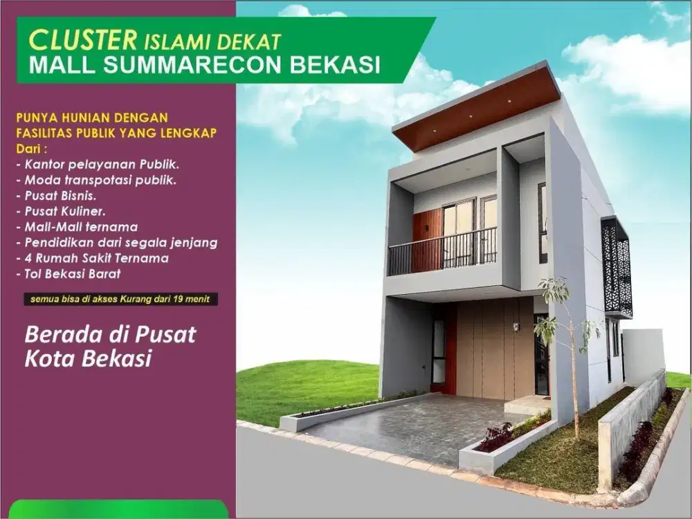 TOWNHOUSE MURAH HARGA MULAI 800 JT SETRATEGIS DEKAT MALL SUMMARECON KOTA BEKASI