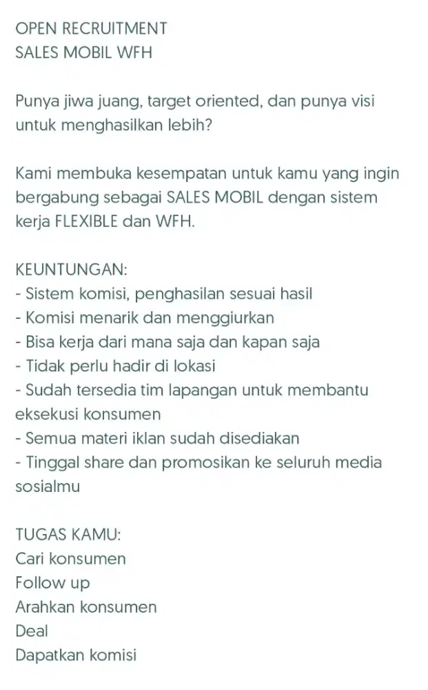 Wfh/remote sales mobil