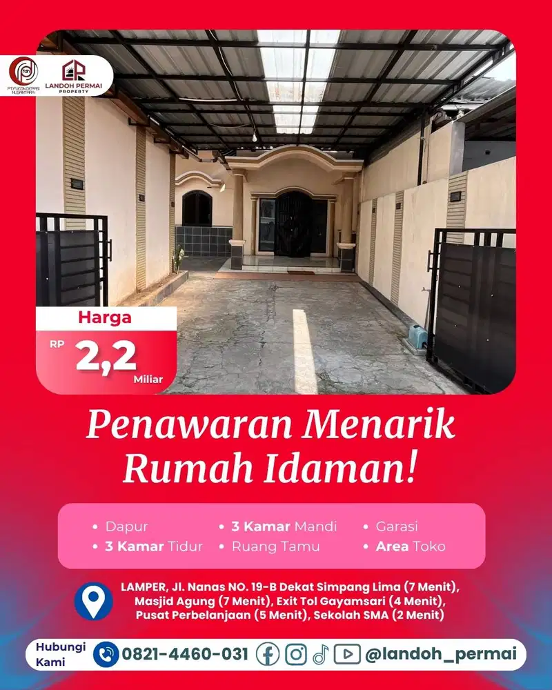 Dijual Rumah SHM Hook/Lega di Lamper, Semarang Tengah