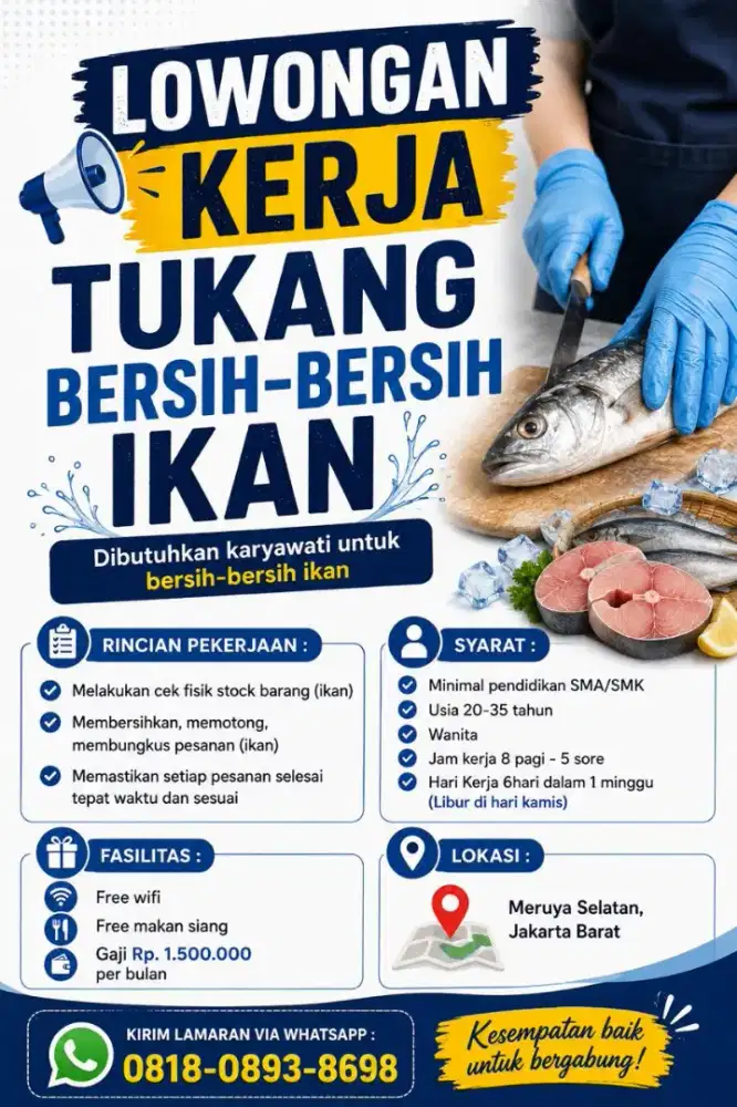 LOWONGAN KERJA KARYAWATI - BERSIH BERSIH IKAN