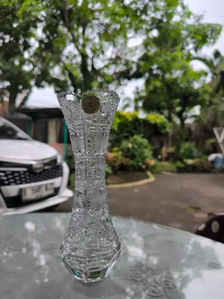 Kristal Vase Bohemia asli Ceko D24