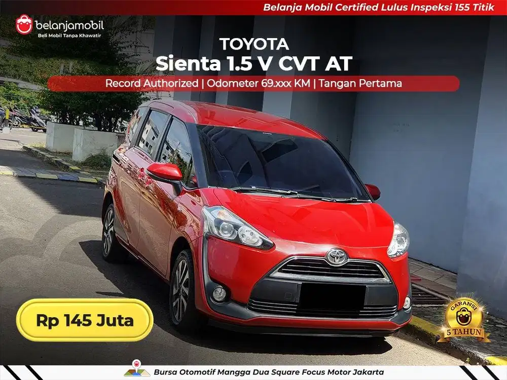[ GARANSI 5TH ] Toyota Sienta 1.5 V CVT AT 2018 2019