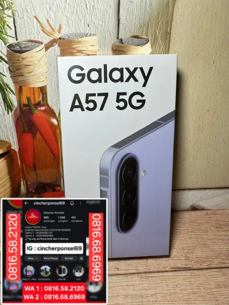 Jual hp baru new segel resmi Samsung A57 5g 8/256 fre adaptor dan case