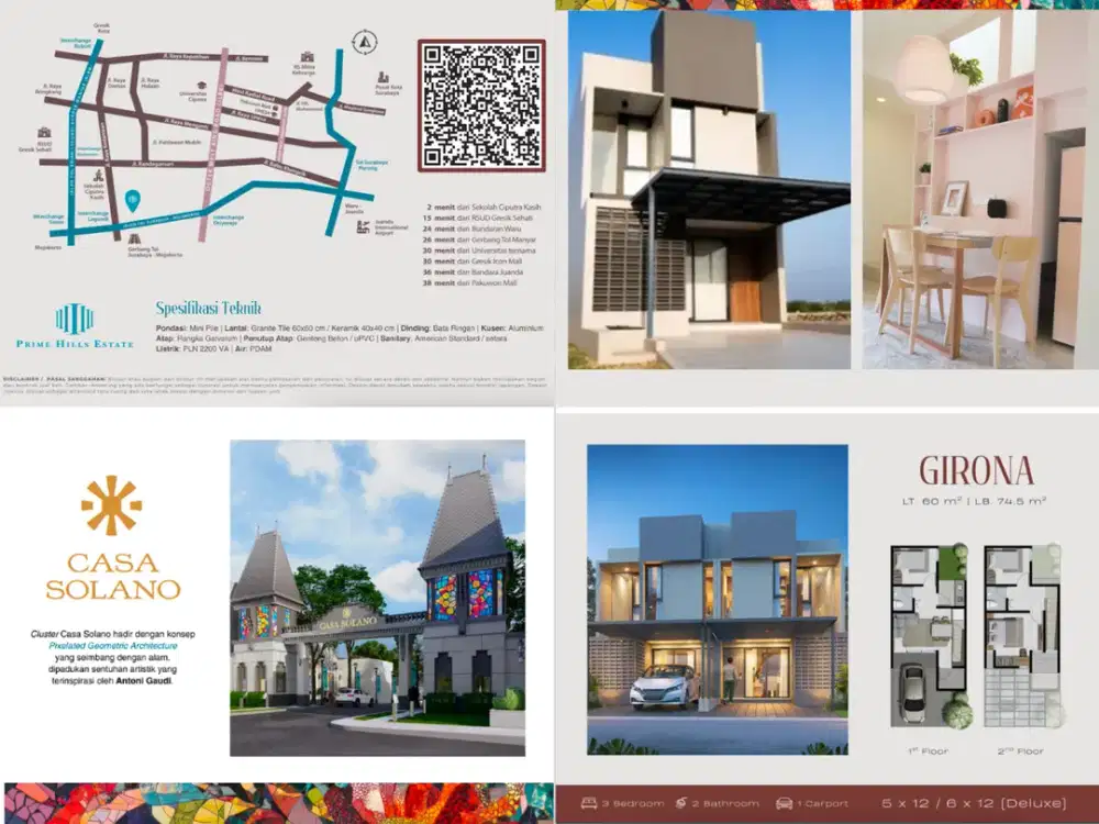 2 LT Casa Solano Subsidi DP 5% Prime Hills Estate Barat Surabaya