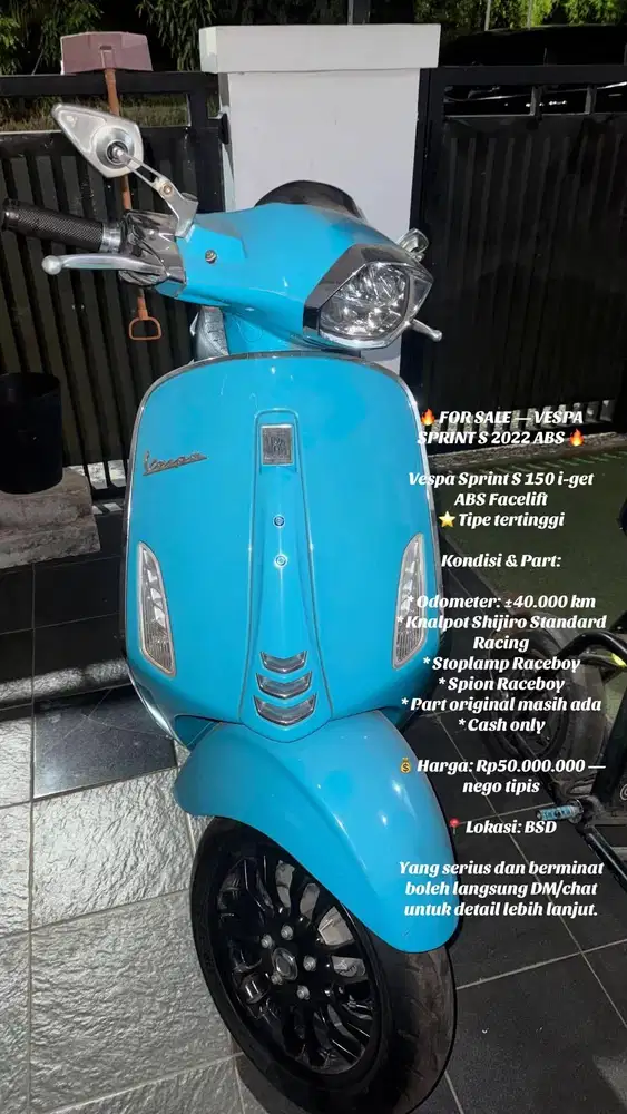 Vespa Sprint S 150 iGet ABS Facelift 2022 Tipe Tertinggi | 40rb KM