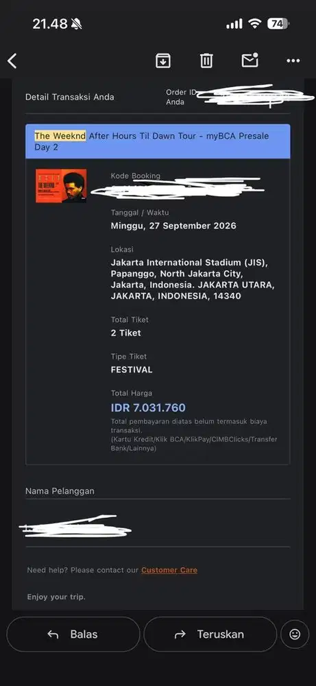 Tiket The Weeknd Day 2