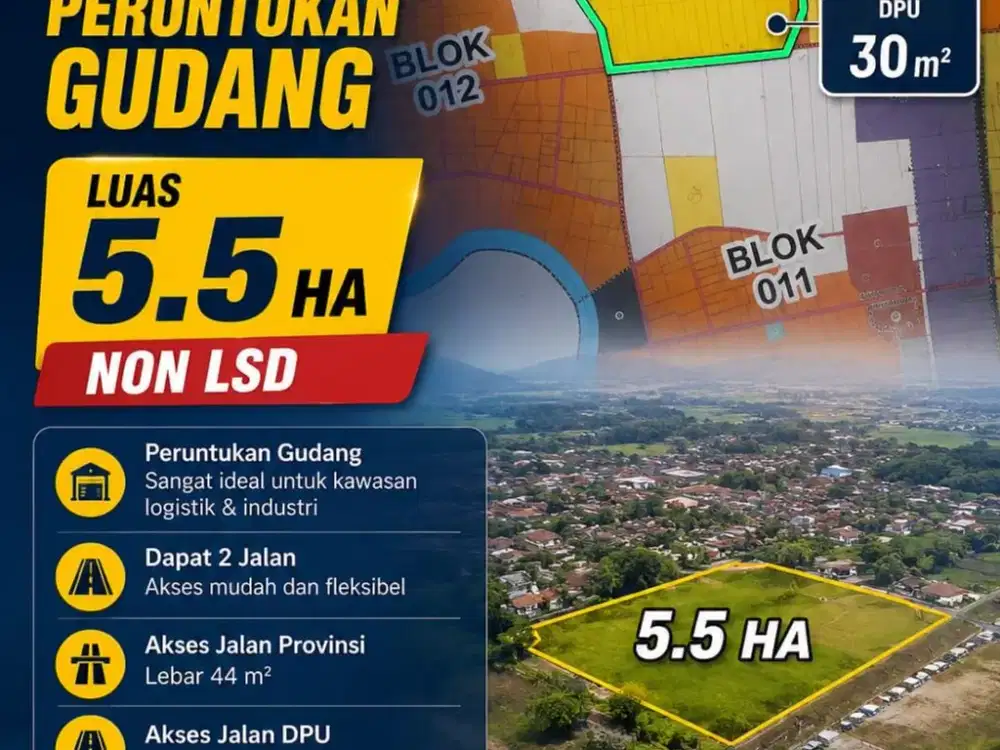 Dijual Lahan Pekarangan Zona Kuning Lokasi Strategis Ngemplak,Boyolali Luas 5,5 Ha