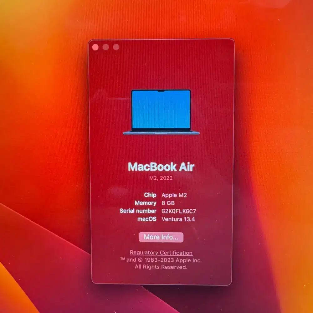 Macbook Air M2 13 Inch Ram 8 Ssd 256 lengkap full set Midnight Blue