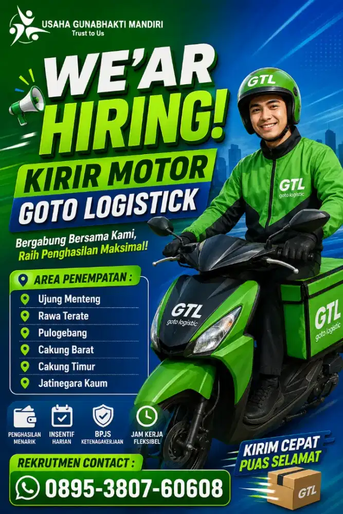 We'are Hiring area GTL ALL Bekasi kota Kabupaten!!