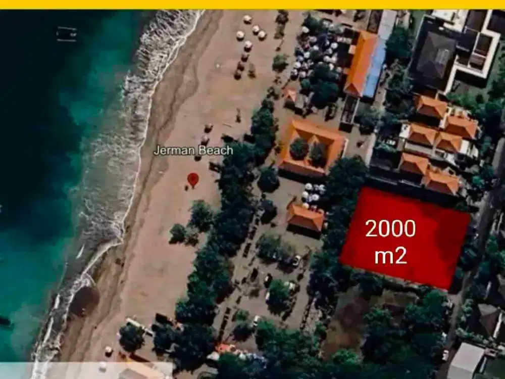 Land beach front , land area 2000m2 , jerman beach Kuta  Bali