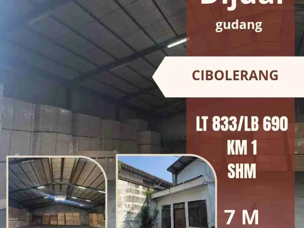 Gudang Dijual di Cibolerang Bandung LT 833 m² – LB 690 m² | Rp7 M Nego
