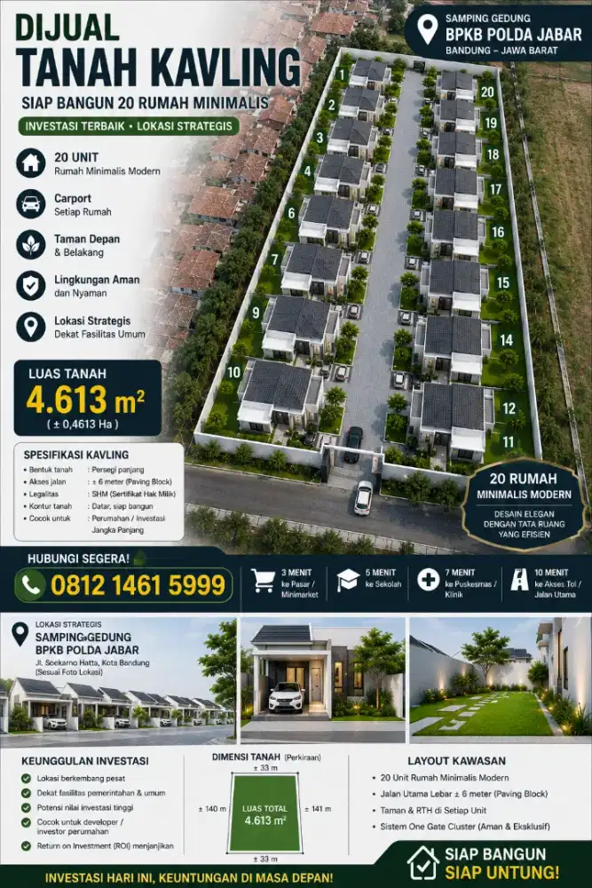 Jual tanah strategis pinggir jalan soekarno hatta