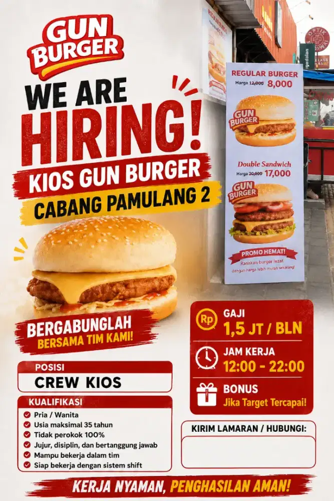 Loker karyawan kios burger