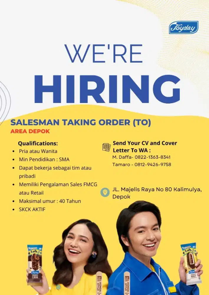 Lowongan pekerjaan sales TO dan hunter