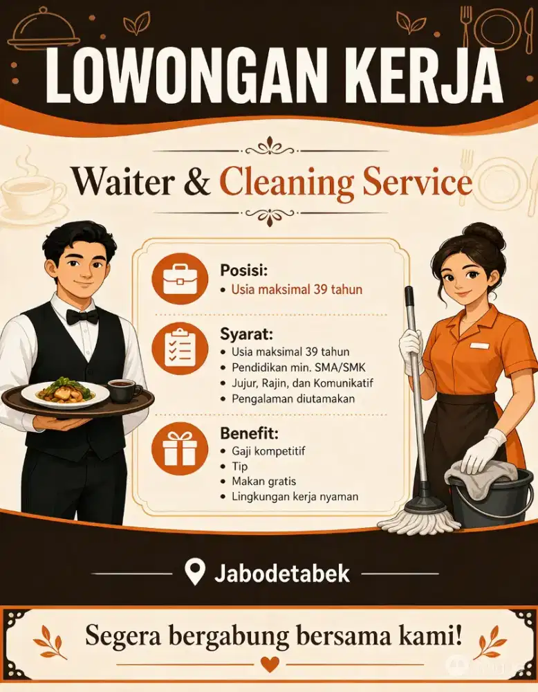 Butuh crew untuk di store kedai cafe
