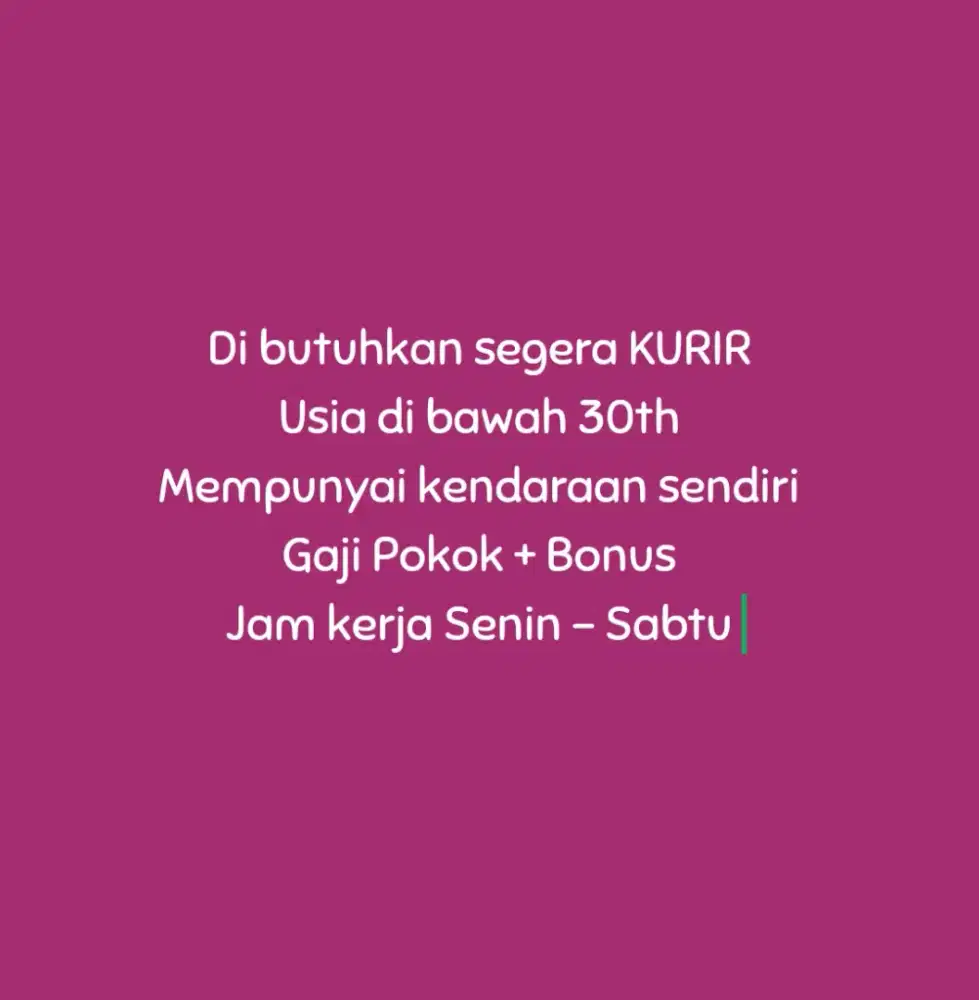 Di butuhkan SEGERA kurir antar jemput komputer di Bandung