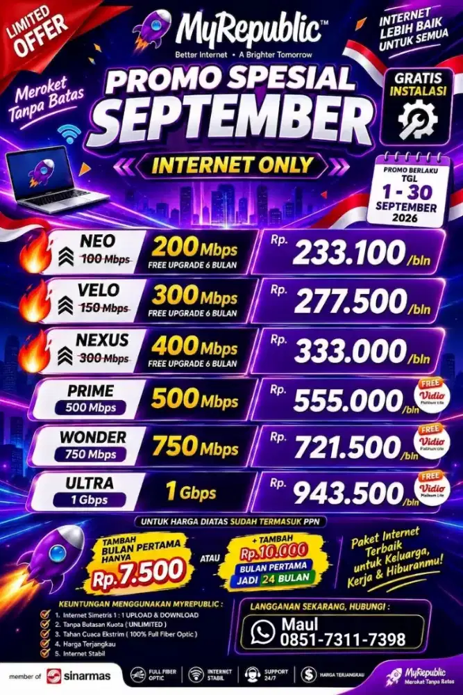 Internet wi-fi myrepublic promo September murah stabil kencang wifi