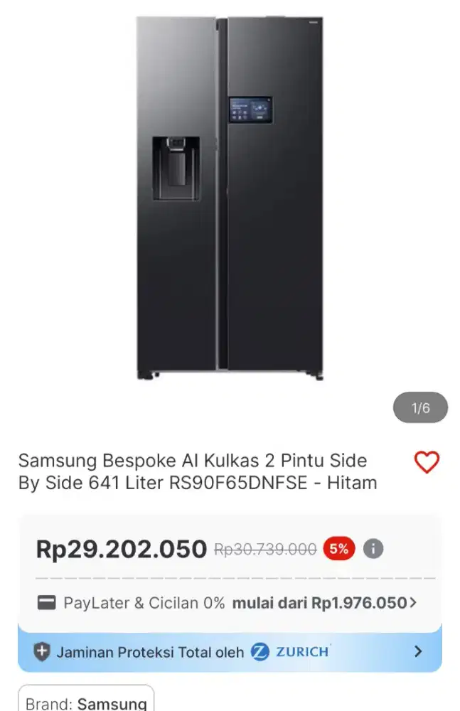 Kulkas samsung rs90 ada layar nya