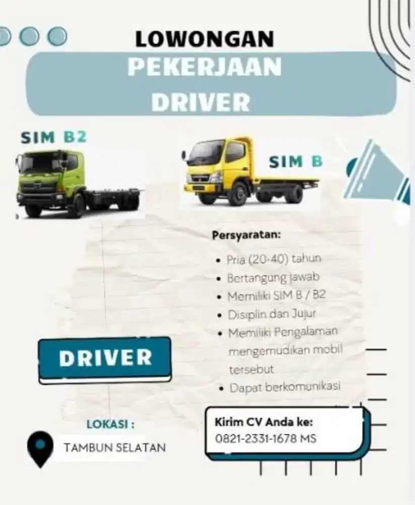 DIBUTUHKAN SUPIR TRUCK