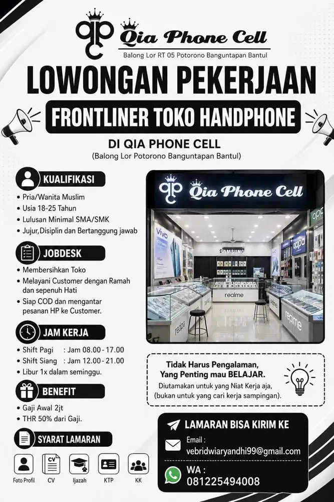 Lowongan Front Liner Toko Handphone