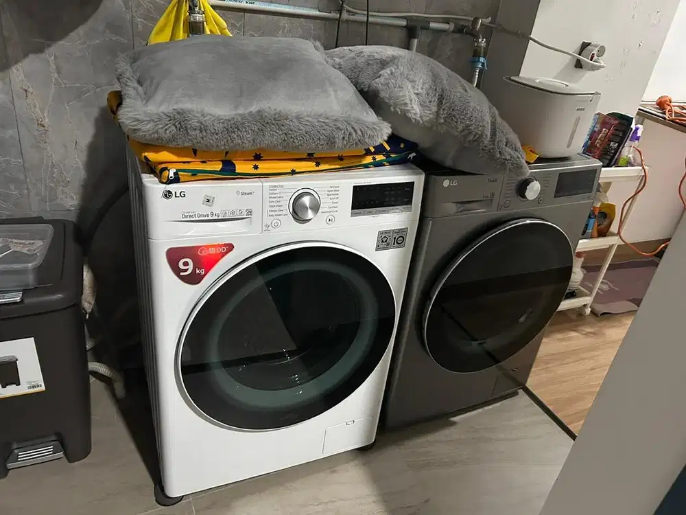 2 mesin cuci LG inverter 9kg dan LG ThinQ 8,5kg