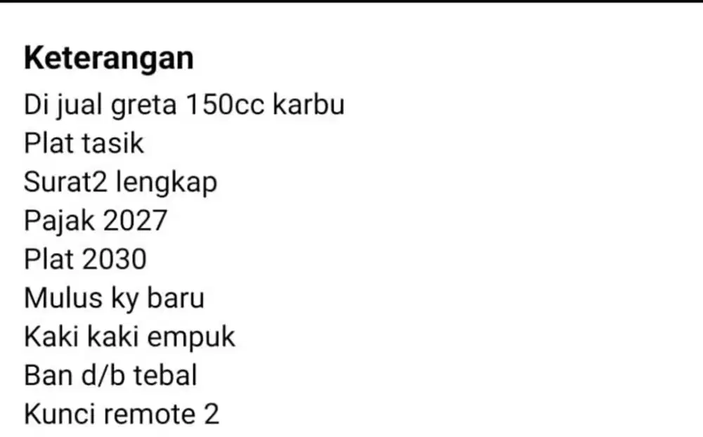 W moto Greta Tahun 2025
