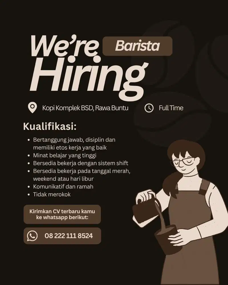 Lowongan Barista BSD Rawa Buntu
