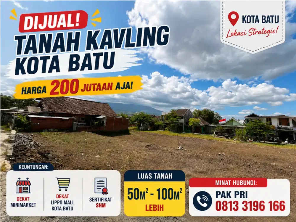 DIJUAL TANAH KAVLING DEKAT LIPPO MALL KOTA BATU