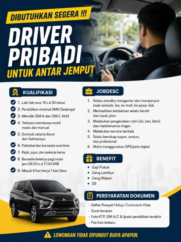 LOWONGAN KERJA DRIVER