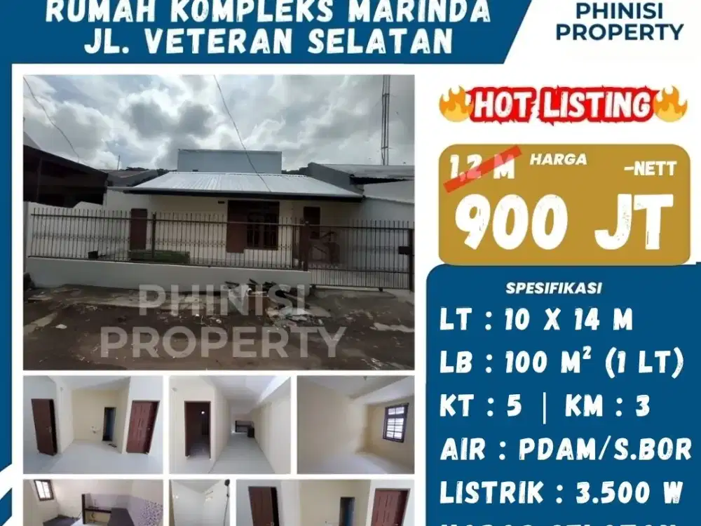 Rumah Tengah Kota Jalan Veteran Selatan Kompleks Marindah