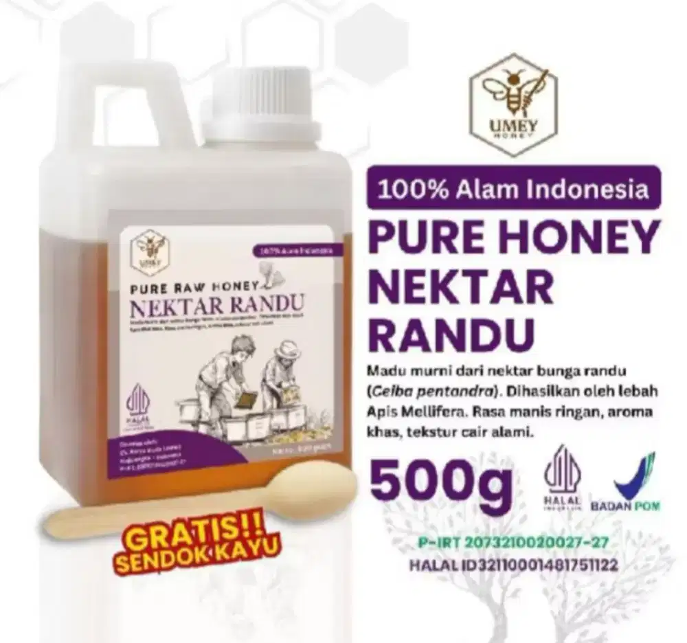 Pure honey Randu, Akasia, Kaliandra (500gr - 1kg)