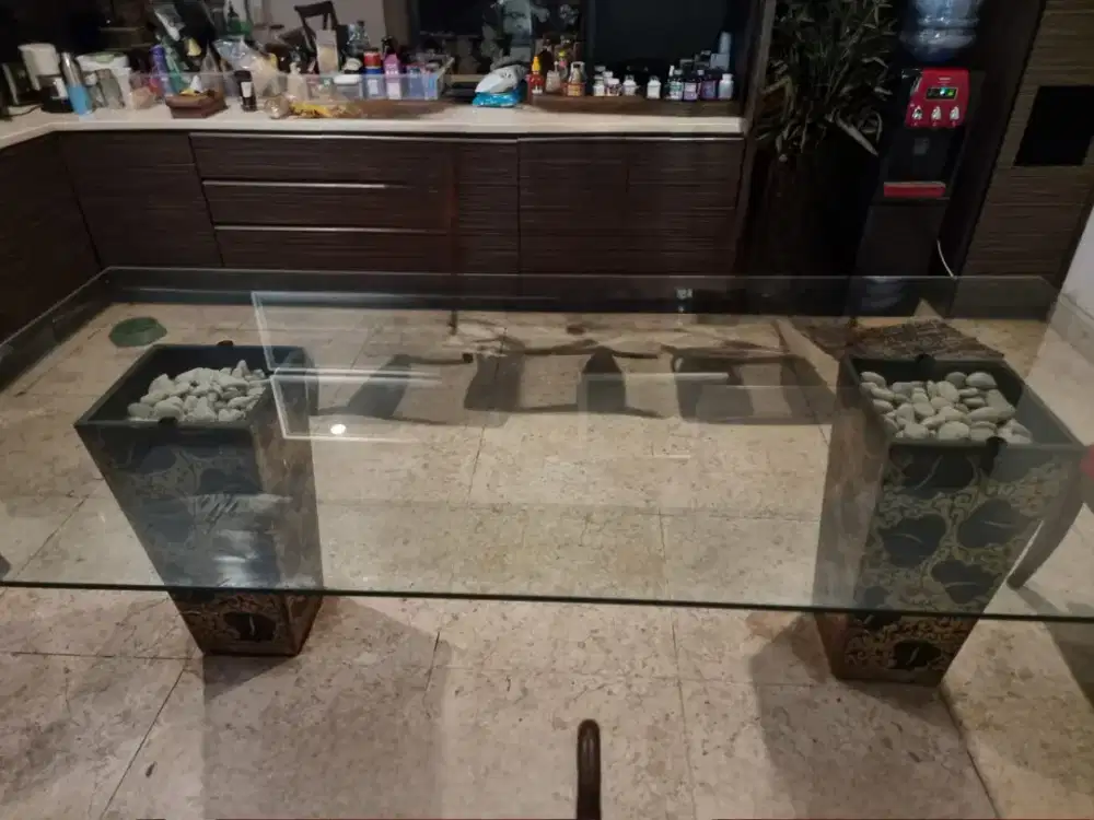 Meja kaca ukuran 2x130