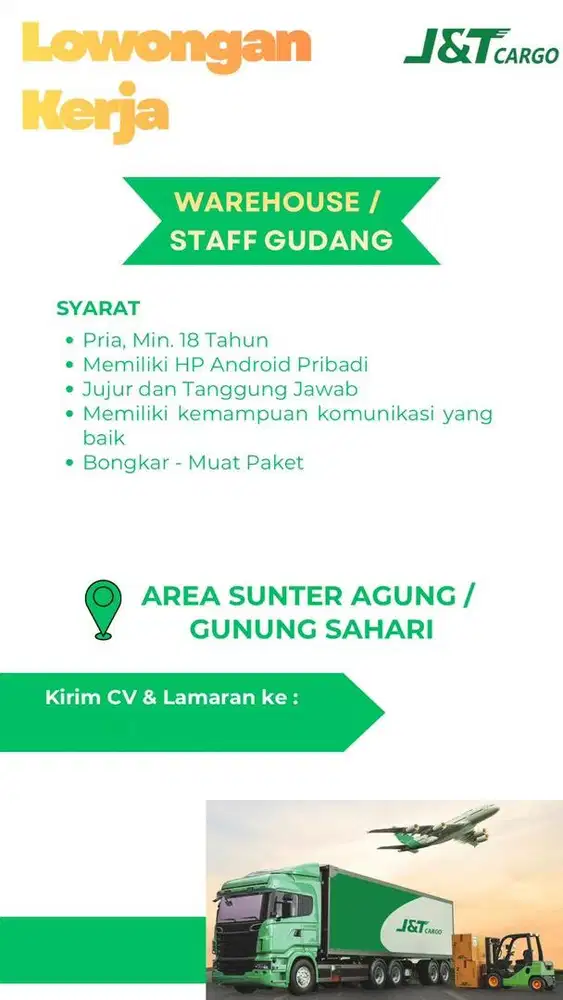 DIBUTUHKAN STAFF GUDANG, KURIR MOTOR EKSPEDISI