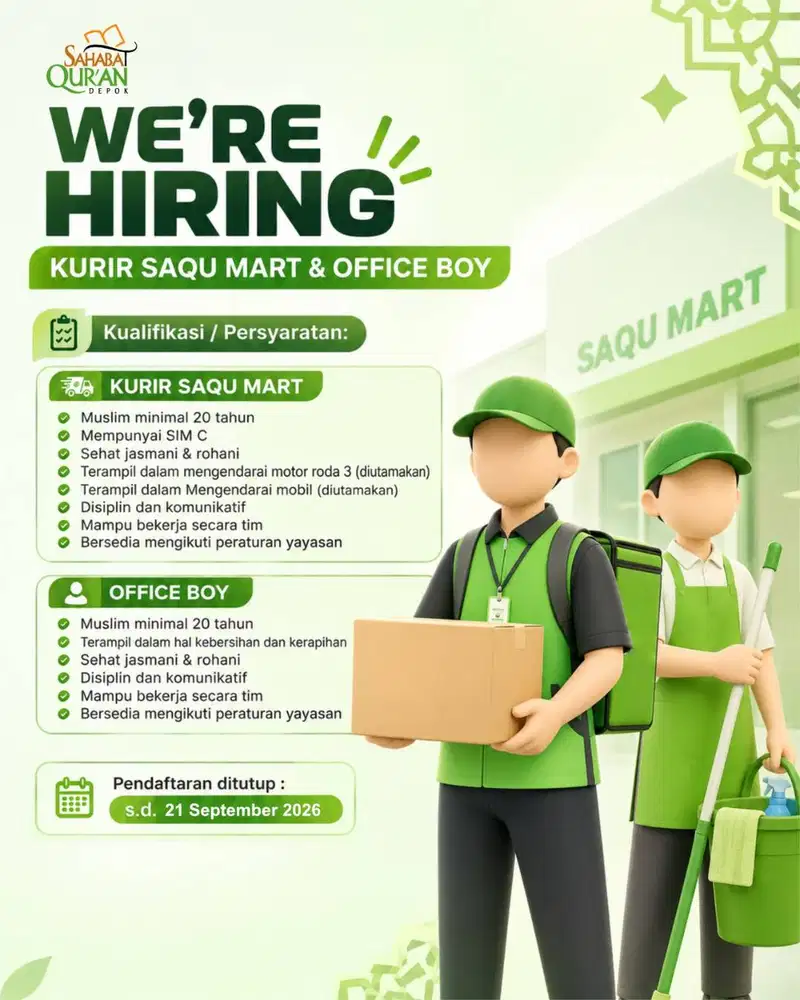 DIBUTUHKAN SEGERA KURIR DAN OFFICE BOY