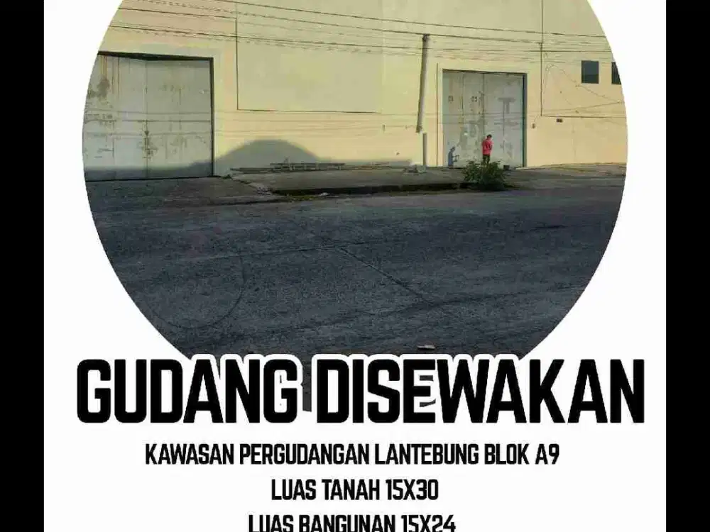 Kawasan pergudangan lantebung blok A9 
Luas tanah 15x30
Luas bangunan 15x24 
Ada 2petak itu tapi loss ji dalam nya
Ada office didalam
Rp. 180jt / 2petak