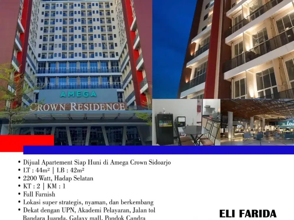 Disewakan Apartement Siap Huni di Amega Crown Sidoarjo