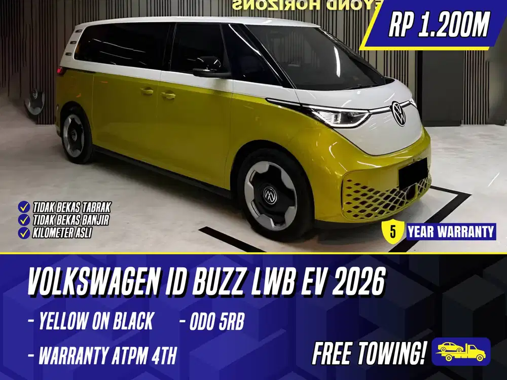 Volkswagen ID Buzz LWB EV 2026 NIK 2025 Yellow on Ivory Kuning VW
