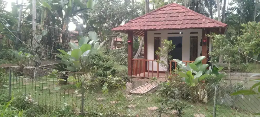 Jual tanah,berikut Empang,udah ada bangunan villa
