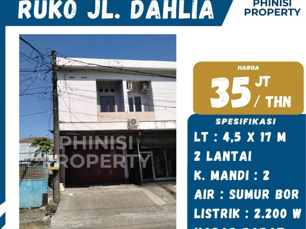 Disewakan Murah Ruko Jalan Dahlia Dekat Jalan Nuri