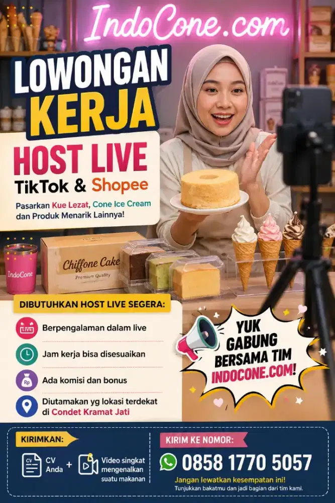 Lowongan Host Live produk makanan dan minuma