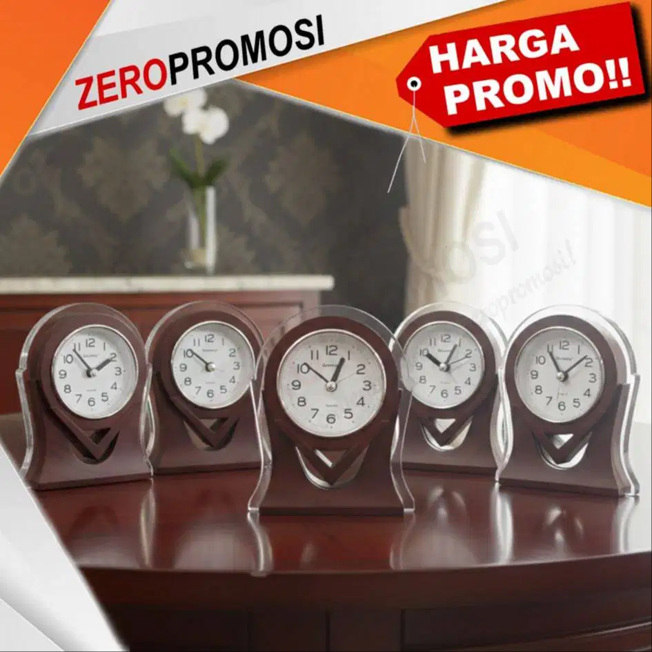 Jam Meja Kayu JMK-03 Custom Logo untuk Souvenir Promosi dan Corporate
