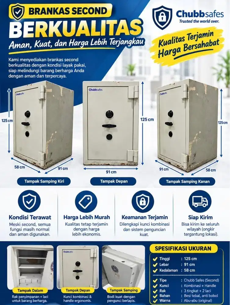 Dijual Brangkas Emas Chubbsafes / Safety Kantor Second